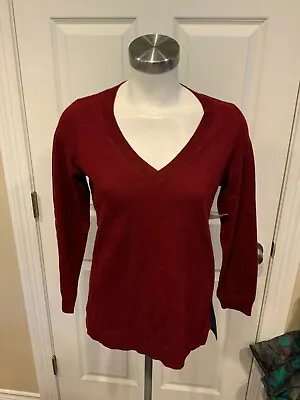 J. Crew Maroon & Navy Blue Colorblock V-Neck Sweater Size Small • $23.75