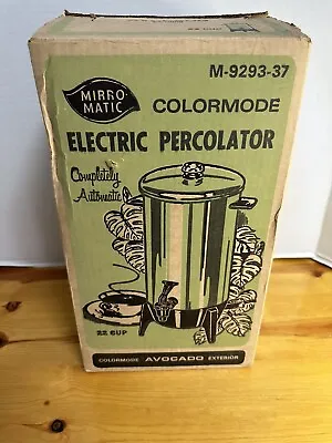 Vintage MIRRO-MATIC 22 Cup Electric Percolator Coffee Pot Avocado  Used • $38