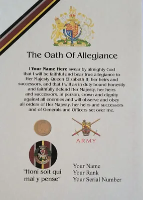 York And Lancaster Regiment Veterans Oath Of Allegiance Certificate • £9.99