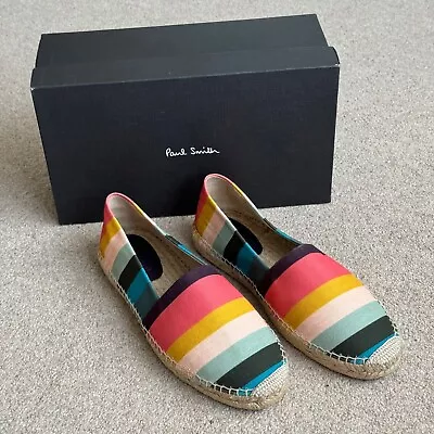 PAUL SMITH Signature Stripe ESPADRILLES Striped Shoes Trainers Sandals UK 8 • £124.99