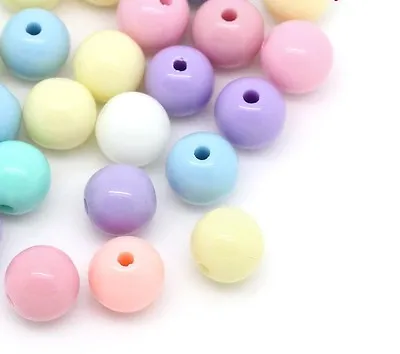 500 Pastel Acrylic Round Beads 6mm Hole 1.5mm Childrens Beads J28558V • £4.49