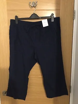 £16.99 • Buy Marks And Spencer Ladies Classic Navy Crop Trousers Size 18 Short BNWT
