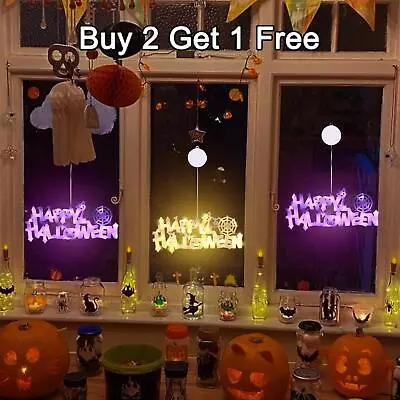 £8.39 • Buy Halloween Window Hanging Lights Battery LED Sign Night Lamp Indoor Party Decor