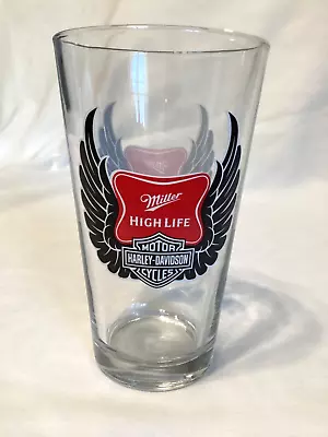 Harley-Davidson Motor Cycles Miller High Life 2 Sided Logo Pint Glass • $12.99