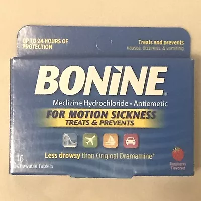 BONINE Adult For Motion Sickness - 16 Chewable Raspberry Flavored Tablets • $9.99