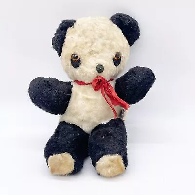 Knickerbocker Animals Of Distinction Panda Bear Plush Vintage Red Ribbon 10 Inch • $25