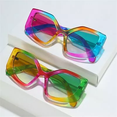 Colorful Cat Eye Sunglasses Oversized Female Punk Shades  For Women & Men • $13.32