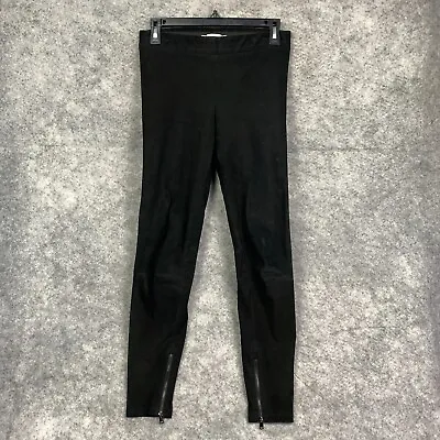 Vince Legging Pant Lamb Leather Suede Womens Small Black Nubuck Ankle Zip $995 • $89.99