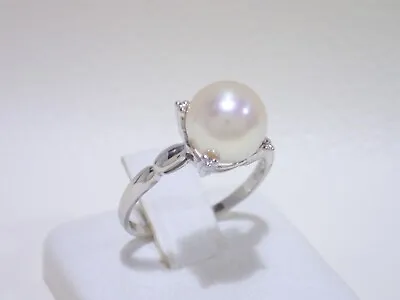 MIKIMOTO Platinum Akoya Pearl 8.9 Mm Ring Size 6.75 • $700