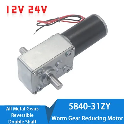 DC12V 24V 5-470RPM 5840-31ZY Worm Gear Reducing Motor Double Shaft With Gearbox • $21.91