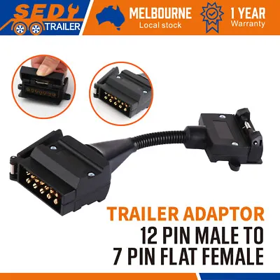 12 Pin Male To 7 Pin Flat Female Trailer Plug Socket  Adaptor Caravan Connector • $17.58