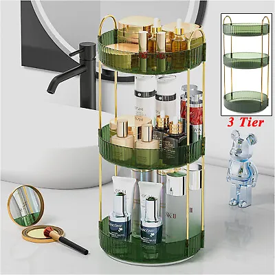 3 Tier 360°Rotating Makeup Organizer Shelf Perfume Cosmetic Storage Shelves Tray • $17.99