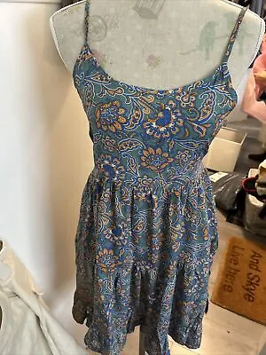 Unbranded Sun Dress Corset Style Back Tie Paisley Pattern Straps Adjust Size M • £1.99