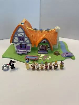 RARE Vtg 1995 Polly Pocket DISNEY Tiny Collection Snow White & 7 Dwarfs COMPLETE • $105