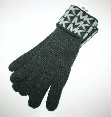 Michael Kors Knit Gloves Monogrammed Cuff NEW $45.00 White Brown Black Gray • $45