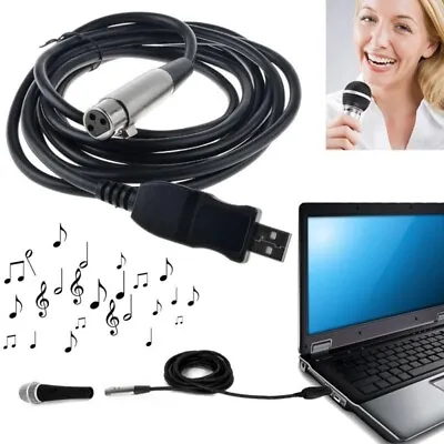  USB Male To XLR Female Microphone USB MIC Link Cable  F9Z22581 • £12.39