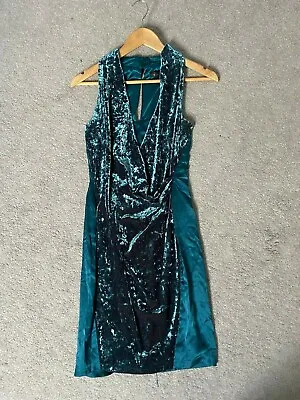 AIDAN MATTOX Dress Sz 4 Silk + Velvet Sheath Blue Cocktail Keyhole Back Stretch • $29.50