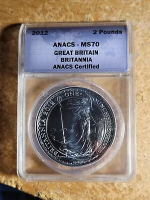 2012 Great Britain Britannia 2 Pounds 1 Oz Silver Coin ANACS MS70 • $50