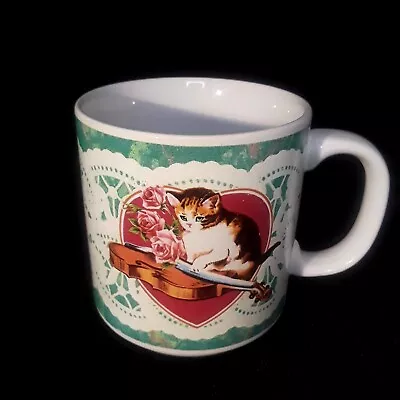 Vintage Victorian Memories Cat And Violin Mug 1991 Vandor • $25.99