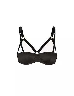 Coco De Mer Persephone Sexy Black Silk Satin Half Cup Bra 30f Rrp £90 Bnwt Rare • £29.99