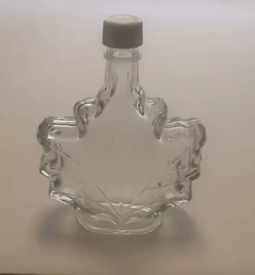 Maple Leaf Shaped Clear Glass Syrup Bottle W/cap Embossed W/leaf Veins • $13.75