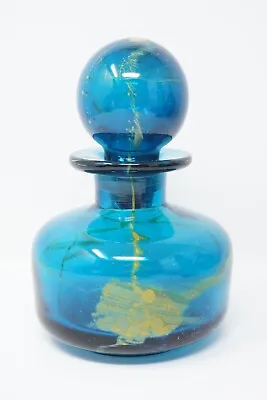 Vintage Mdina Art Glass Squat Vase Decanter With Ball Stopper 4.5  • $50