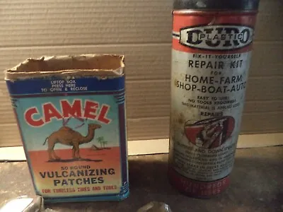 Vintage 2 ~1940's Camel Tube Patch Rubber Tire Repair Kit & Duro Body Repair Kit • $12.49