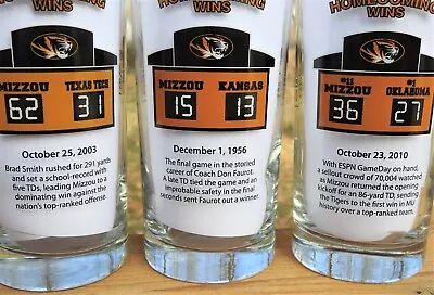 Lot 3 Mizzou Memorable Homecoming Wins Glasses MFA Oil 2003 2010 & 1956 Tigers • $37.99