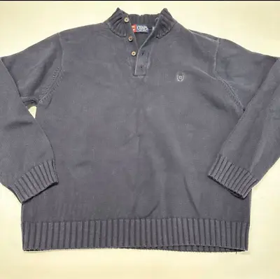 Vintage Chaps Navy Mock Neck Henley Collar Pullover Sweater Adult Size XL • $23.14