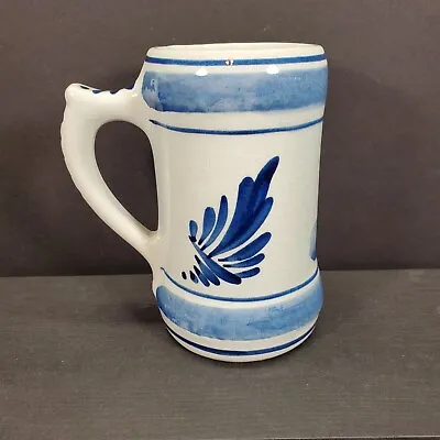 Delfts Blue Stein Mug Cup 4.75  Hand Painted In Holland Dutch Windmill VTG • $12.98