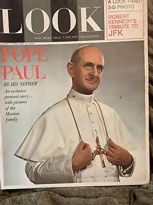 Look Magazine Pope Paul.  February 25 1964 • $10.95