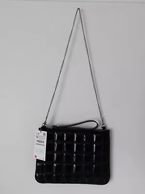 Zara Black Quilted Clutch Bag With Chain • £19.99