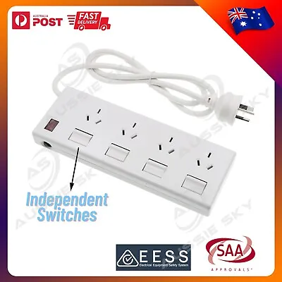 4 Outlet Power Board Overload Protection Individual Switch With 1M Cable • $21.49