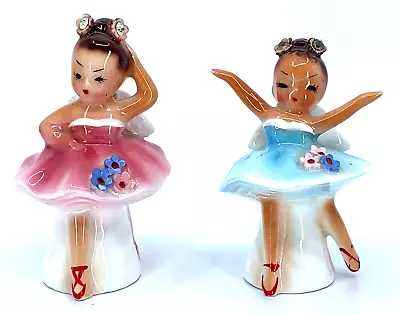 Vintage Lefton Angel Girl Ballerina Salt & Pepper Shaker Figural Set #041 • $45