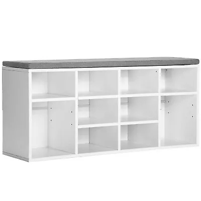 Shoe Storage Rack Cabinet Shoe Bench Shoe Shelf 10 Compartments With Cushions • £52.19