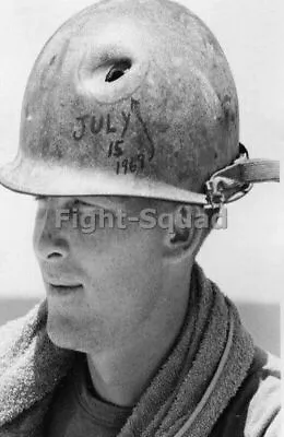 £5.15 • Buy WW2 Picture Photo Vietnam Soldier With Bullet Hole In Helmet 3460