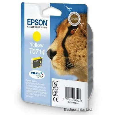 £16.98 • Buy T0714 Yellow Epson Original Printer Ink Cartridge Cheetah Ink C13T07144010
