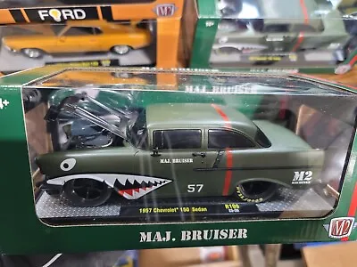 2024 M2 Machines 1957 Chevrolet 150 Sedan #57 Major Bruiser Shark Mouth 1/24 🆕 • $41.50