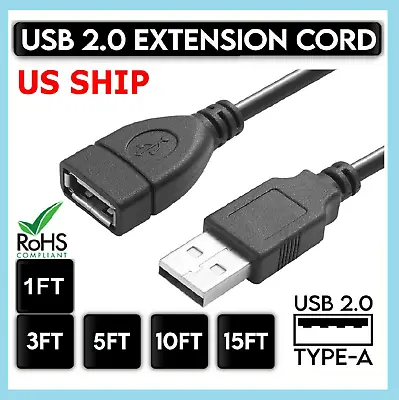 $2.49 • Buy High-Speed USB To USB Extension Cable USB 2.0 Adapter Extender Cord Male/Female