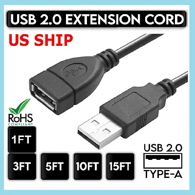 High-Speed USB To USB Extension Cable USB 2.0 Adapter Extender Cord Male/Female • $4.68