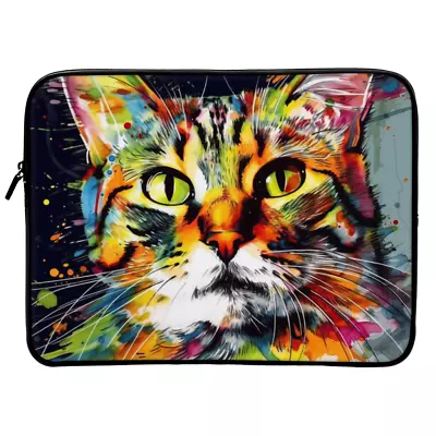 Colorful Cat 2-Sided Print Mac Book Pro 16″ Sleeve – Cat Art Laptop Sleeve – Pop • $36.88