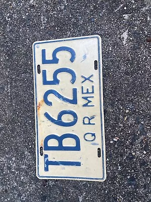 Quintana Roo Mexican License Plate TB 6255 Q R Mex • $5