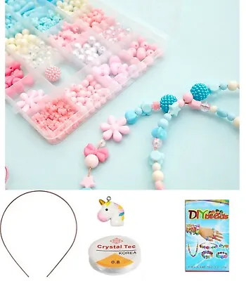 Children DIY Beads For  Bracelet Necklaces Making Kit Make Own Jewellery & Craft • £6.79