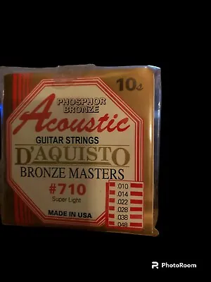 D'aquisto Bronze Masters Acoustic Guitar Strings #710 Super Light • $13.99