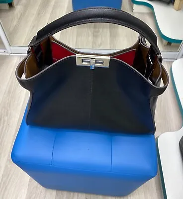 $285.95 • Buy Fendi Black Leather New X Lite Peekaboo Shoulder/ Top Handle Bag