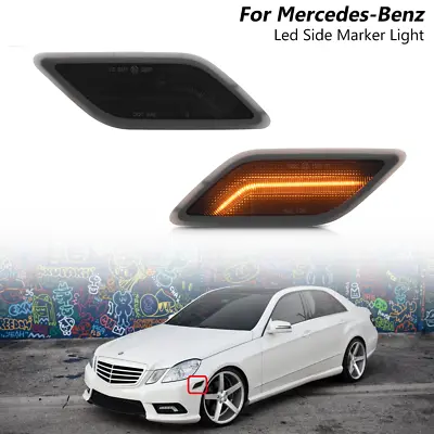 Smoked LED Amber Side Marker Light For 10-13 Mercedes Benz W212 EClass E350 E550 • $39.59
