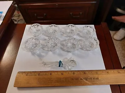 Vintage 8 Pc. Clear Glass Miniature Condiment Set  & 7 Minature Glass Spoons • $15