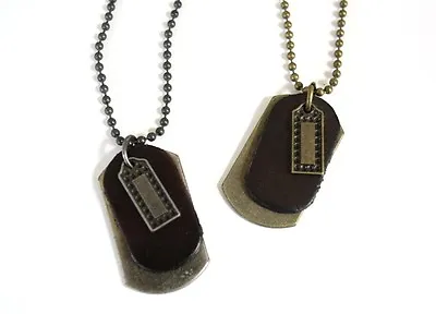 NEW Leather Men's Metal Dog Tag Pendant Surfer Necklace Choker Chain • $11.99