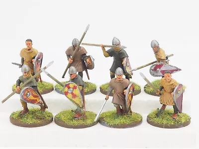 28mm Dark Ages Norman Warriors X 8. Painted. Blue 391 • £28