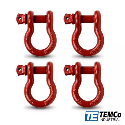 TEMCo RED ¾” 4 Ton D Ring Shackle (4 Pack) Screw Pin Clevis (Pin Diameter:0.87 ) • $35.88